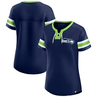Women's Fanatics  College Navy Seattle Seahawks Lace-Up Bling T-Shirt
