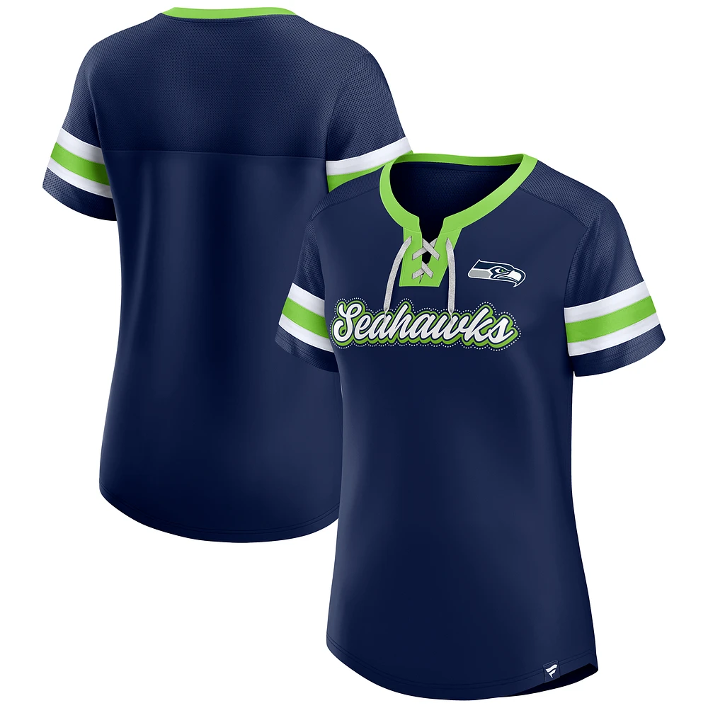T-shirt emblématique Bling Athena bleu marine pour femme des Seattle Seahawks Fanatics