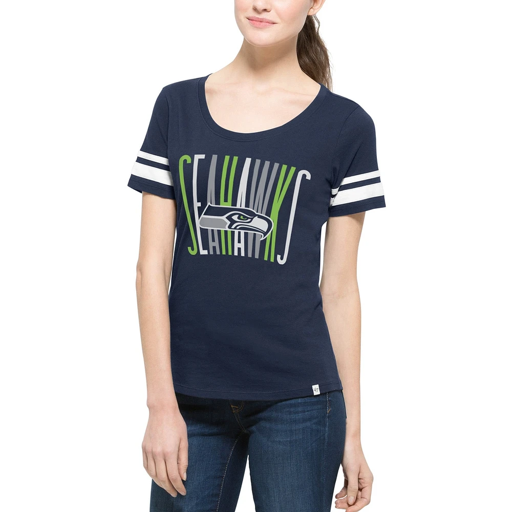 T-shirt à col rond '47 Brand College Navy Seattle Seahawks pour femmes