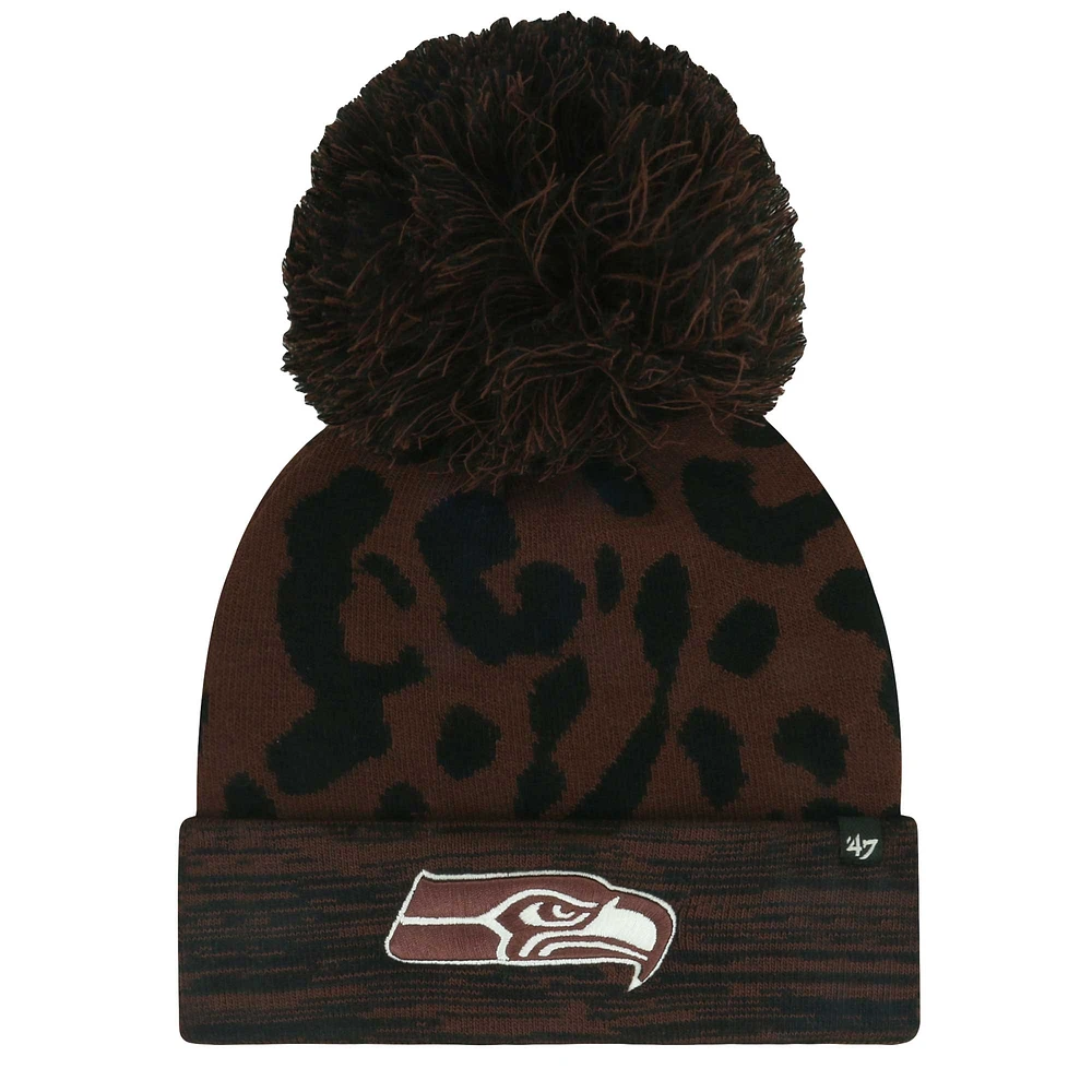 Bonnet en tricot marron à revers et pompon pour femme Seattle Seahawks '47 Cacao