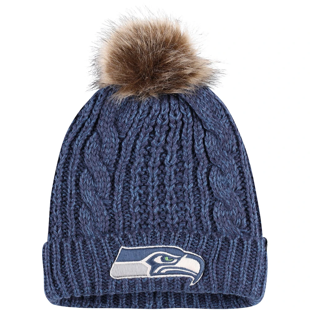 Bonnet en tricot à revers Meeko '47 College Navy Seattle Seahawks pour femme avec pompon