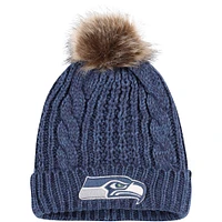 Bonnet en tricot à revers Meeko '47 College Navy Seattle Seahawks pour femme avec pompon