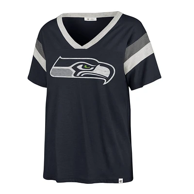 T-shirt à encolure en V Phoenix Seahawks de Seattle '47 pour femme, bleu marine