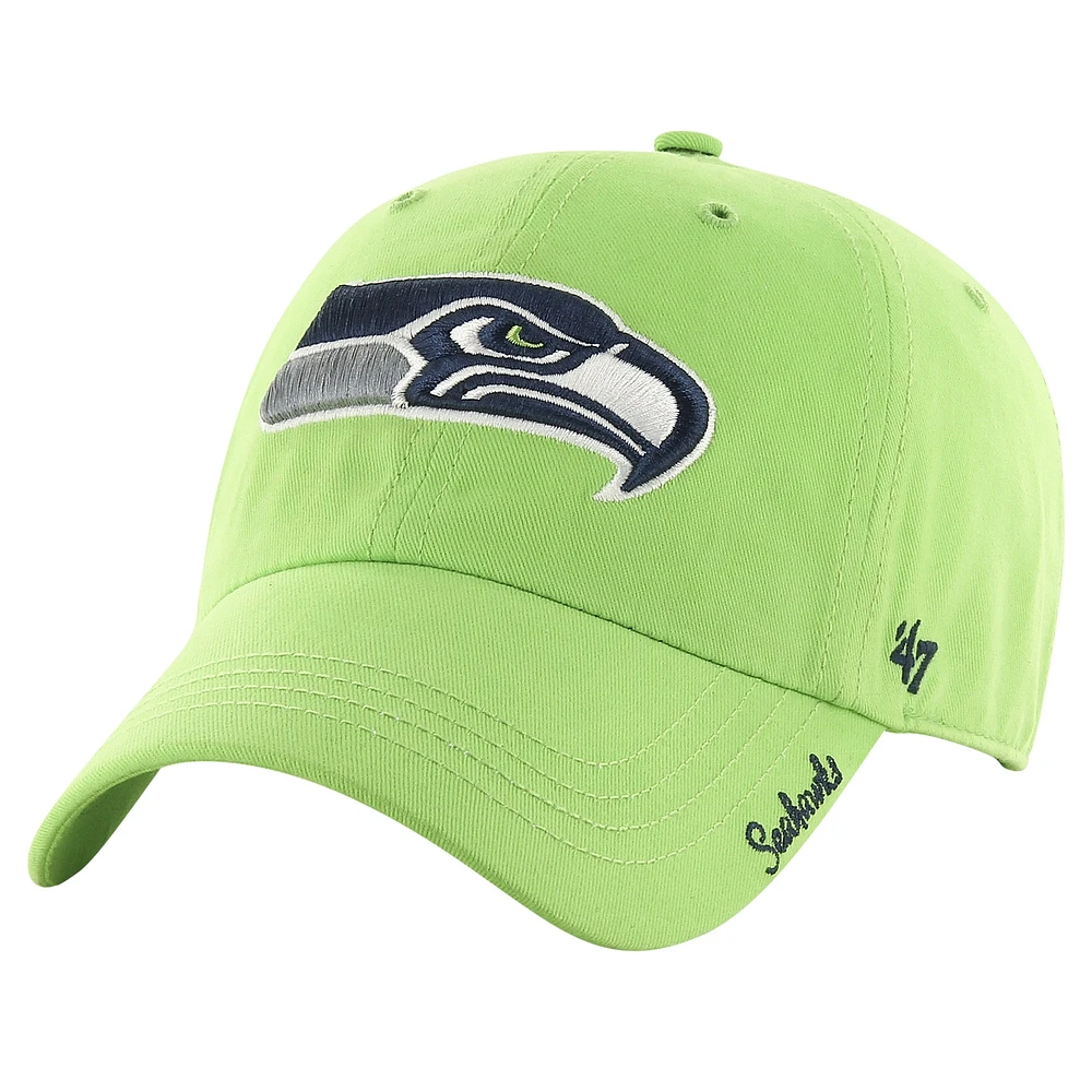 Women's '47 Neon Green Seattle Seahawks Miata Clean Up Adjustable Hat