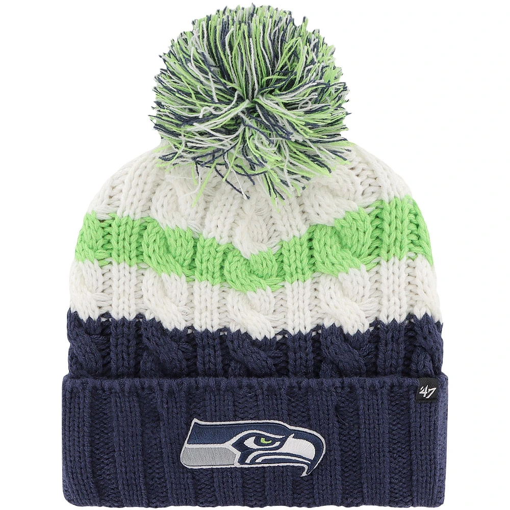 Women's '47 White Seattle Seahawks Ashfield Cuffed Knit Hat with Pom