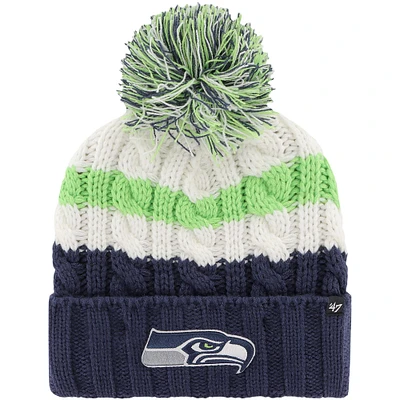 Bonnet en tricot à revers Ashfield '47 blanc pour femmes des Seahawks de Seattle avec pompon