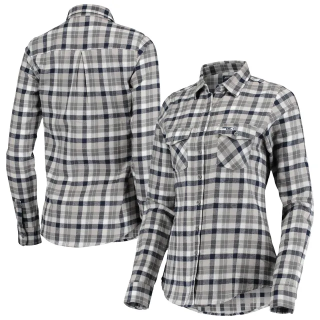 Lids Pittsburgh Steelers Antigua Women's Ease Flannel Button-Up Long Sleeve  Shirt - Black/Gray