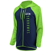 Women's College Navy Seattle Seahawks Forever Fan Logo Full-Zip Hoodie