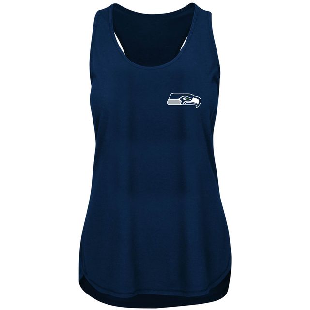 Débardeur à dos nageur taille plus Seattle Seahawks pour femme, bleu marine universitaire