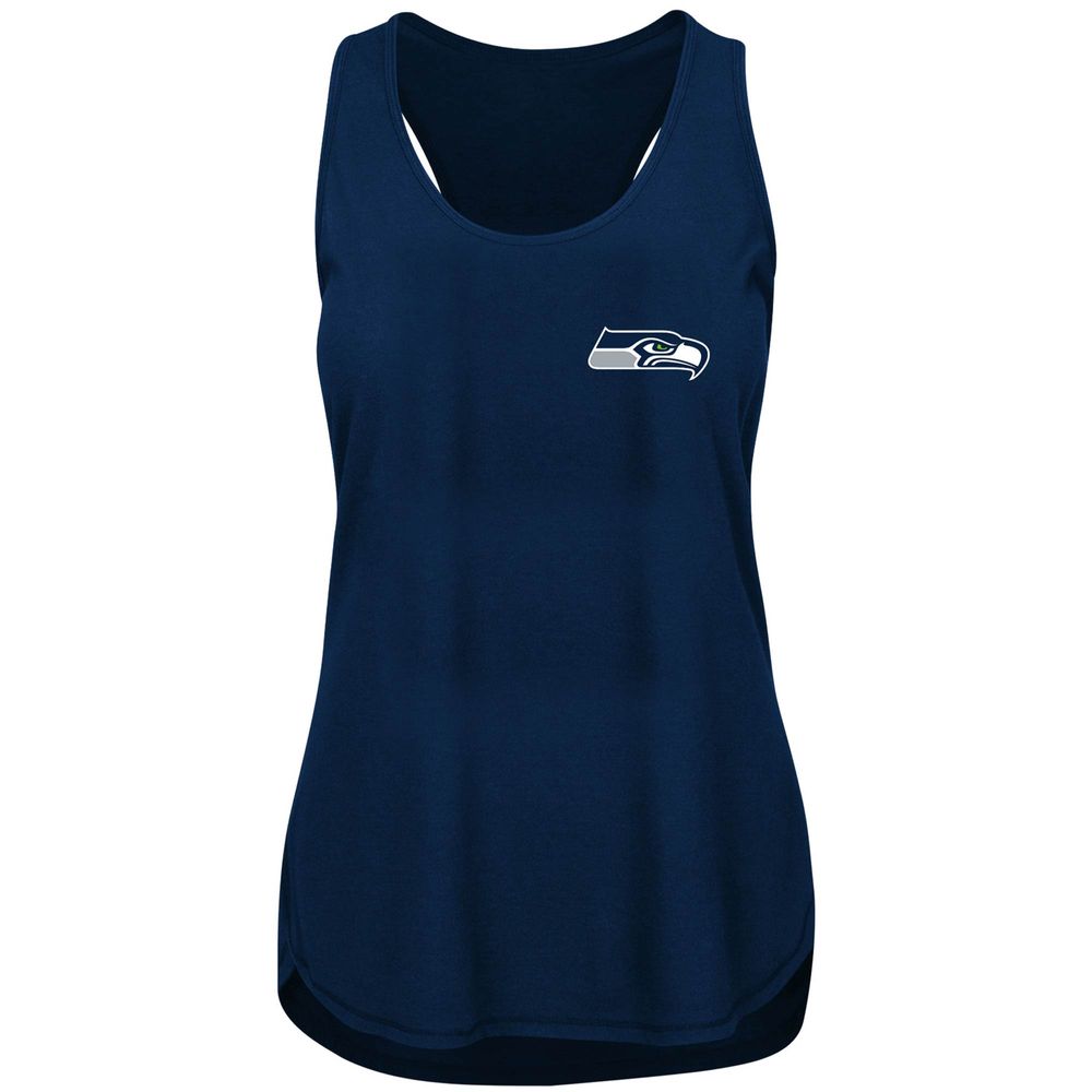 Women's College Navy Seattle Seahawks Plus Racerback Tank Top