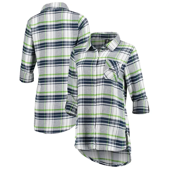 Women's Chicago Bears Concepts Sport Navy Mainstay Plaid Full-Button Long  Sleeve Nightshirt