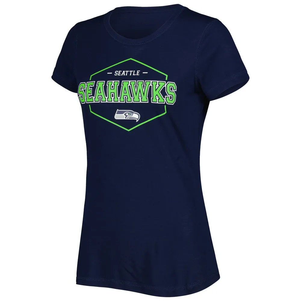 Concepts Sport College Bleu marine/vert fluo Seattle Seahawks T-shirt et pantalon taille plus avec écusson Ensemble de nuit