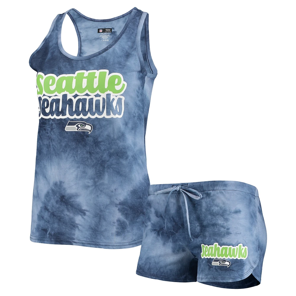 Concepts Sport College Navy Seattle Seahawks Billboard Ensemble débardeur et short pour femme