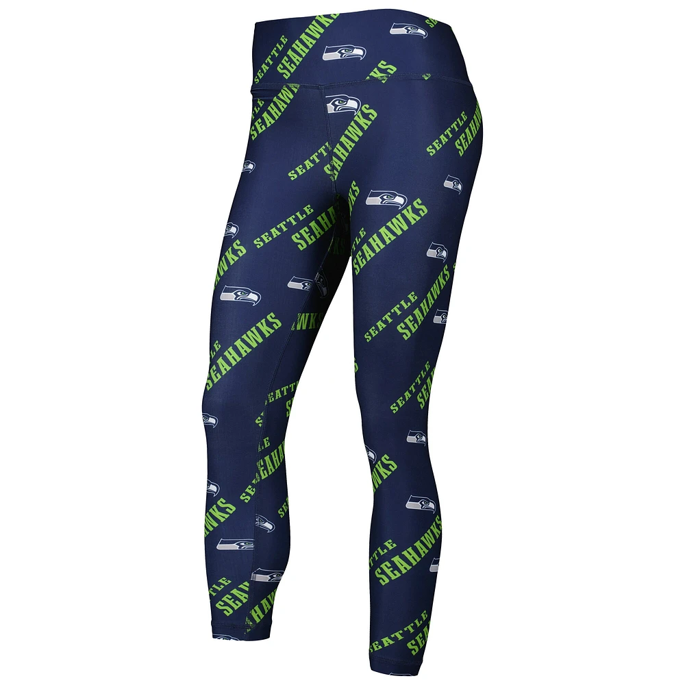 Women's Concepts Sport College Navy Seattle Seahawks Breakthrough Allover Print Lounge Leggings