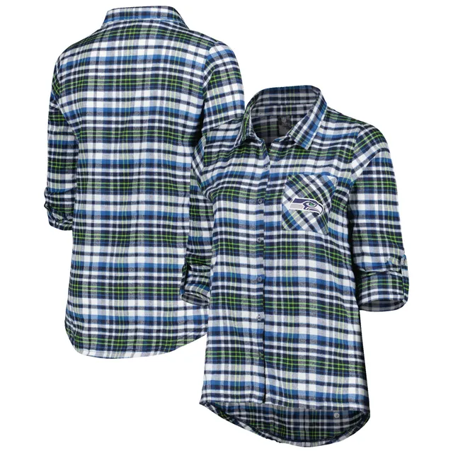 Lids Seattle Seahawks Concepts Sport Women's Plus Mainstay Flannel  Full-Button Long Sleeve Nightshirt - College Navy