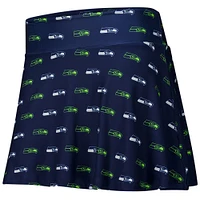 Women's Concepts Sport College Navy Seattle Seahawks Record Allover Print Knit Sleep Skort