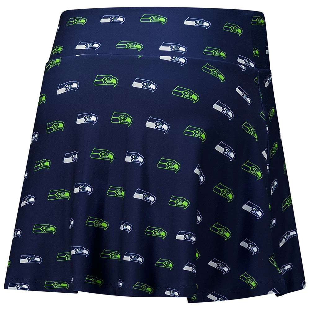 Jupe-short de nuit en tricot à imprimé intégral pour femme Concepts Sport College Navy Seattle Seahawks Record