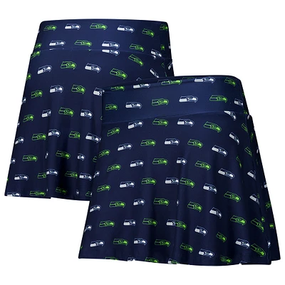 Jupe-short de nuit en tricot à imprimé intégral pour femme Concepts Sport College Navy Seattle Seahawks Record