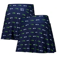 Women's Concepts Sport College Navy Seattle Seahawks Record Allover Print Knit Sleep Skort