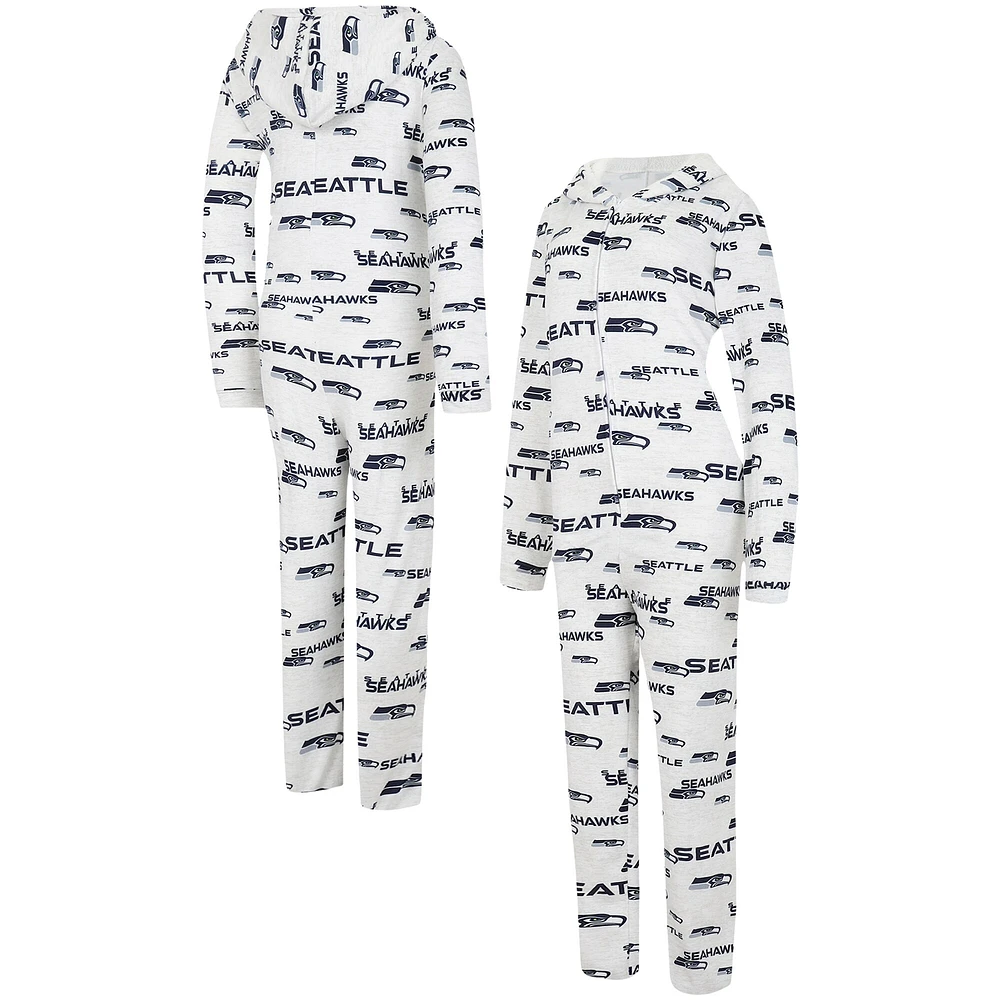 Concepts Sport Crème pour femmes Seattle Seahawks Docket Sweat à capuche entièrement zippé Union Suit