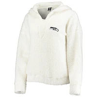 Women's Concepts Sport Cream Seattle Seahawks Fluffy Hoodie Top & Shorts Set