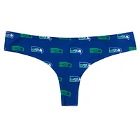Women's Concepts Sport Royal Seattle Seahawks Record Allover Print Knit Thong