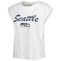 Ensemble de nuit T-shirt et short en tricot Seattle Seahawks Montana Concepts Sport pour femme, blanc/crème