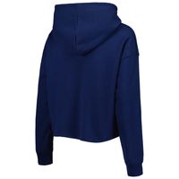 Women's Cuce College Navy Seattle Seahawks Crystal Logo Cropped Pullover Hoodie