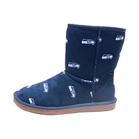 Bottes Cuce bleu marine Seattle Seahawks avec logo intégral pour femmes