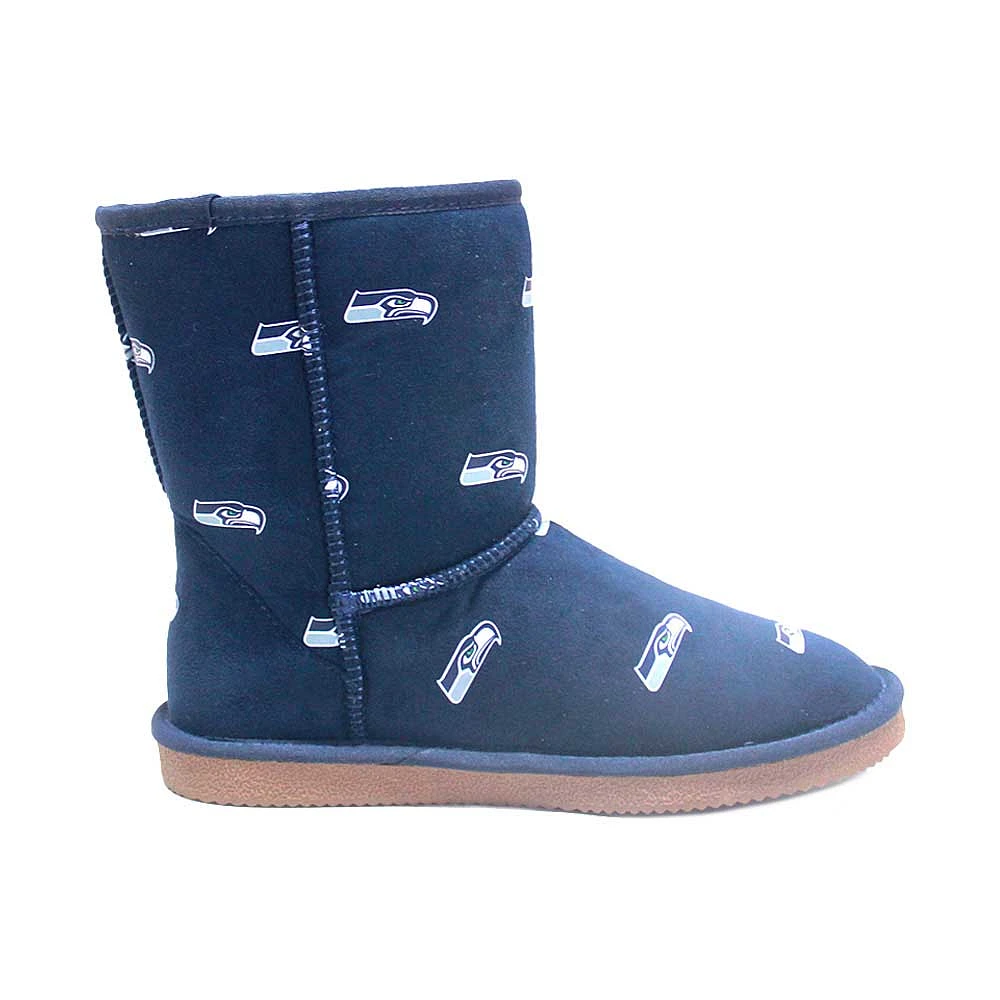 Bottes Cuce bleu marine Seattle Seahawks avec logo intégral pour femmes