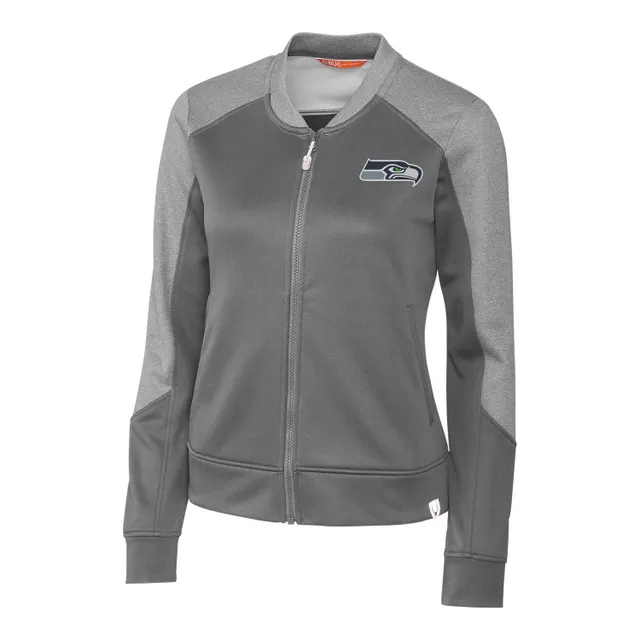 Women's The Wild Collective Silver/College Navy Seattle Seahawks Raglan  Full-Zip Track Jacket