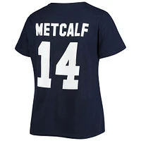 Women's DK Metcalf Navy Seattle Seahawks Plus Fair Catch Name & Number V-Neck T-Shirt