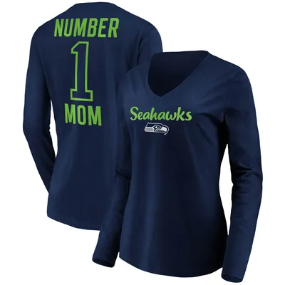 Women's Fanatics Branded College Navy Seattle Seahawks Spirit Jersey  Lace-Up V-Neck Long Sleeve T-Shirt