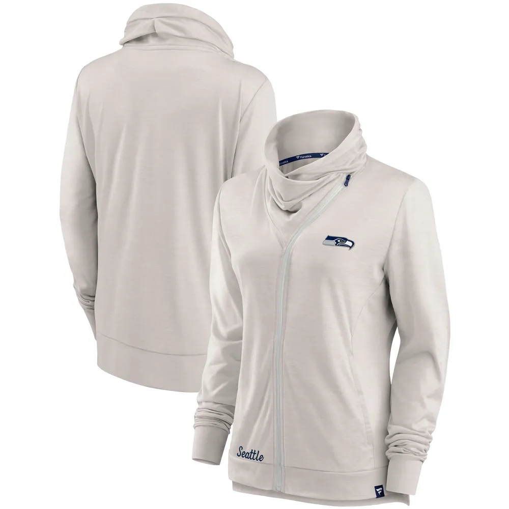 Women's Fanatics Branded White Seattle Seahawks Colorblock Primary Logo Pullover Sweatshirt