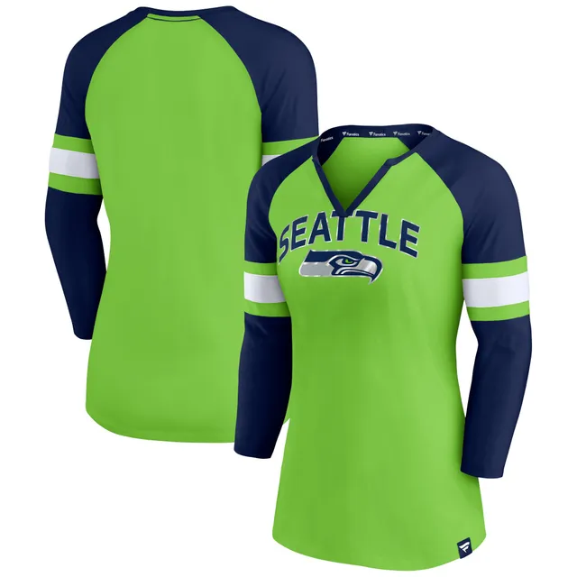 Women's Fanatics Branded Navy/Neon Green Seattle Seahawks Plus