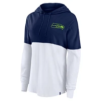 Women's Fanatics College Navy/White Seattle Seahawks Backup Option Hoodie Long Sleeve T-Shirt