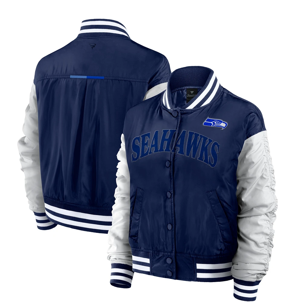 Women's Fanatics  College Navy Seattle Seahawks Elements Wave Full-Snap Jacket