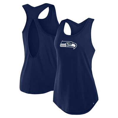 Women's Fanatics College Navy Seattle Seahawks Iron Fan Tank Top