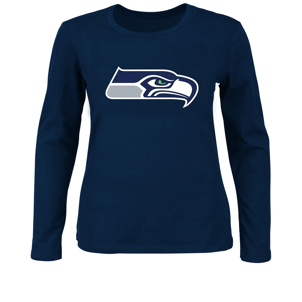 T-shirt à manches longues grande taille pour femme Fanatics College Navy Seattle Seahawks