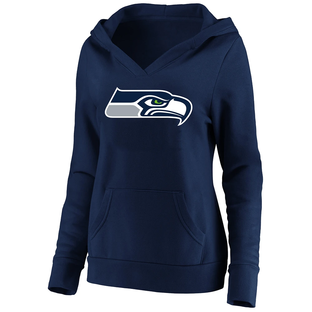 Sweat à capuche col en V pour femme Fanatics College Navy Seattle Seahawks grande taille