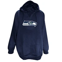 Women's Fanatics College Navy Seattle Seahawks Plus V-Neck Pullover Hoodie