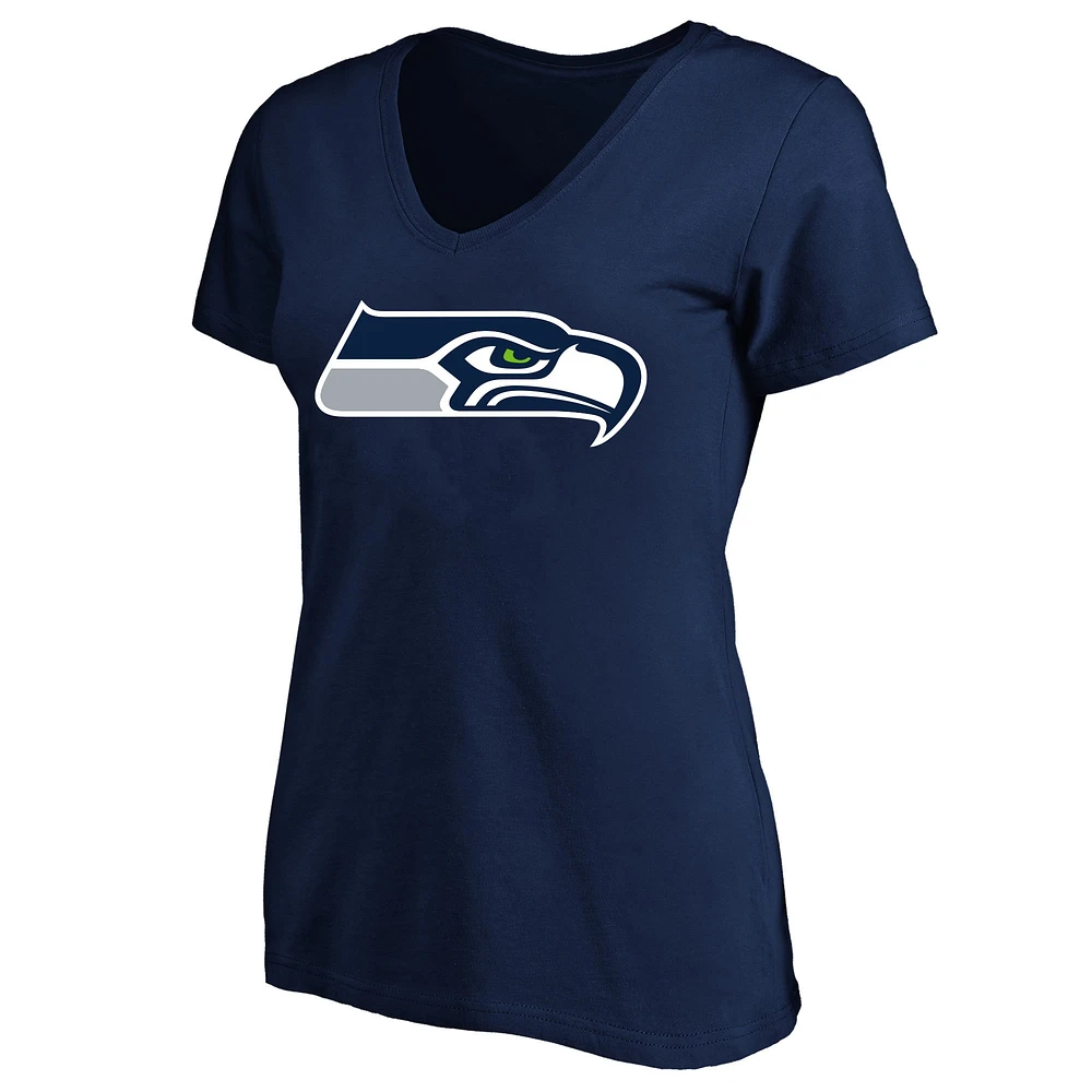 T-shirt à col en V grande taille pour femme Fanatics College Navy Seattle Seahawks