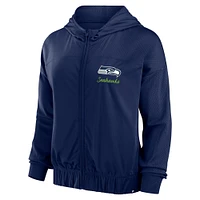 Women's  Fanatics College Navy Seattle Seahawks Script Lock Full-Zip Hoodie