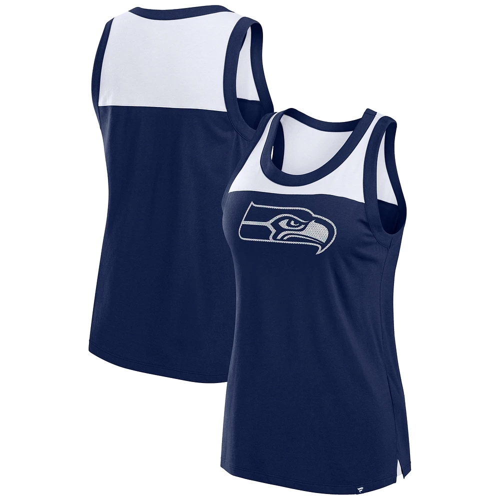 Débardeur à sequins Fanatics College Navy Seattle Seahawks pour femmes