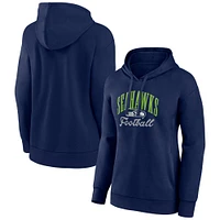 Sweat à capuche avec logo de l'équipe des Seattle Seahawks Fanatics College Navy pour femmes, pull script victoire