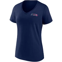 T-shirt à col en V de l'équipe Fanatics College Navy des Seattle Seahawks pour femmes