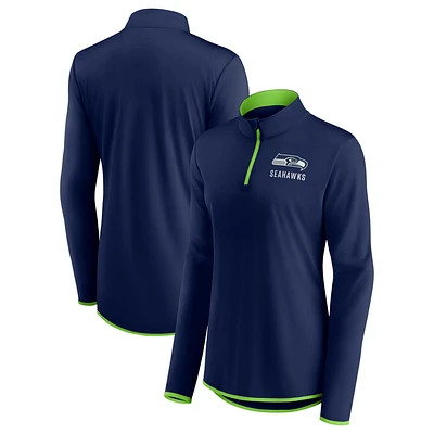 Women's Fanatics College Navy Seattle Seahawks Worth the Drive Quarter-Zip Top