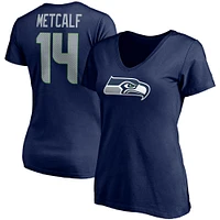 Women's Fanatics DK Metcalf College Navy Seattle Seahawks Player Icon Name & Number V-Neck T-Shirt