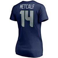 Fanatics DK Metcalf College Navy Seattle Seahawks Player Icon Nom et numéro T-shirt à col en V pour femmes