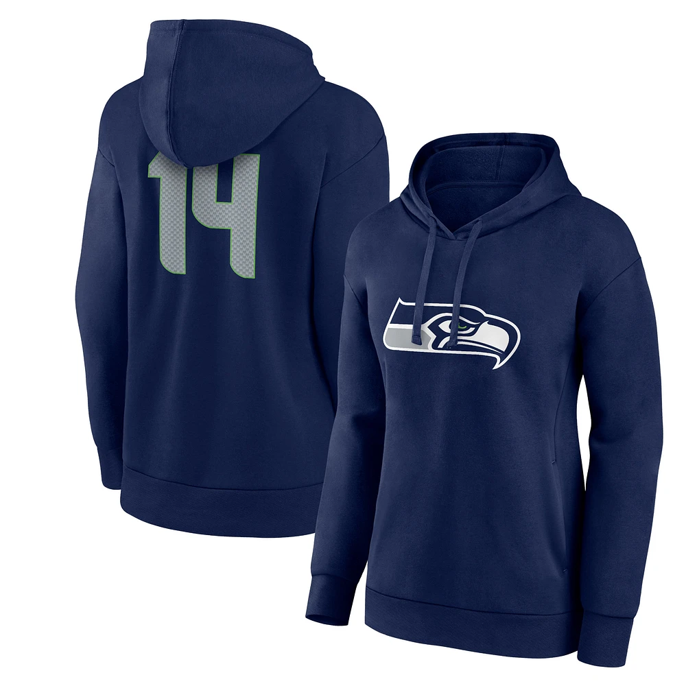 Women's Fanatics DK Metcalf Navy Seattle Seahawks Player Icon Name & Number V-Neck Pullover Hoodie